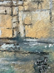 Paris Original Art Cityscape Wall Art France Oil Pastels Art City Artwork Bridge
