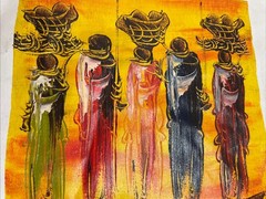 ORIGINAL Oil Acrylic PAINTING On Canvas Signed By Sawe Tribal Masai Art 9×9