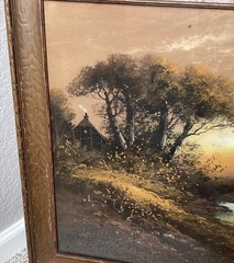 24” x 24” Antique Pastel Landscape Painting, Signed George Francis Brossart