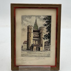 Antique Highly Detailed St Peters Square Original Artist Signed Line Water Color