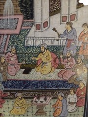 Vintage Indian Mughal Hand Painted On Silk Frame 15×12 Inch