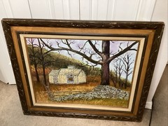 Vintage Mid-Century „Rustic Homestead“ Landscape – Signed C.H. Morse