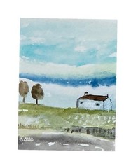 Aceo By Kenna Painting Art Cottage 2.5” X 3.5” Signed Original