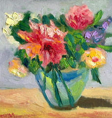 Flowers Wildflowers Painting Original Oil Impasto Still Life Signed Art