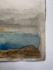 Vintage 1970s Landscape Watercolor Painting Muted Tones 11 x 8.5 OOAK