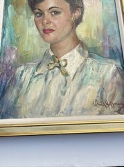 ARNOLD HOFFMAN PAINTING ANTIQUE NEW YORK Pretty Woman Oil LISTED FAMOUS 1940’S
