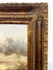 Marvelous Oil on Canvas The Mediterranean Scenery Painting On Gold Wooden Framed