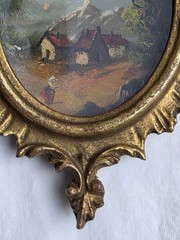 Lot of 3 Oil on Copper Miniature Oval Paintings Muriel Halstead 2 Gold Frames
