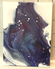 Original Acrylic Pour Painting 9×12 Blue Purple Abstract Modern Wall Art