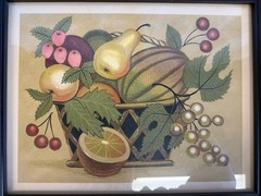 theorem painting reproduction fruit basket folk art framed
