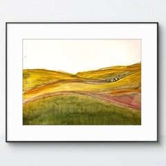 Original Abstract Expressionism 9X12 Rolling Hill Paper Handmade Signed Fine Art