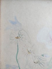 Vintage Japanese Watercolor Painting Delicate Flowers Rice Paper Framed Signed