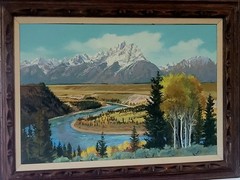 Snake River Harrison T Groutage 1925-2013 Orig Oil Acrylic Painting Large Rare