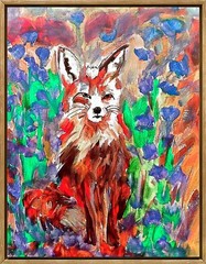 Fox Colorful Modern Original Signed Canvas Wall Art Acrylic 11×14 BACH