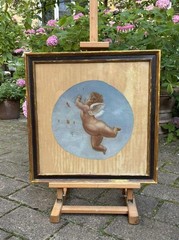 Winged Cherub with Butterflies. Study for Roundel. Ca 1880s. Italien School.