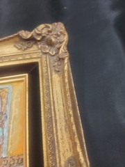 Vintage Mid Century V. Leroy Enamel On Copper Painting Framed Miniture Art 1960s