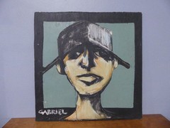 Original Gabriel Signed Oil On Board Contemporary Street Grafitti Painting