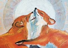 art 767 Original Acrylic Painting Foxes love animals – 60×90 cm (23.62×35.43 in)