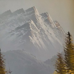 Signed Original Oil Paint On Canvas Wood Frame Mountain Trees Wilderness