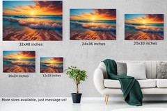 Beach Sunset Print, Ocean Landscapes Canvas Wall Art, Tropical Sunrise Beach Art