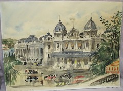 2 Original Guy De Neyrac MCM Watercolors – Monte Carlo & London Trafalgar Square