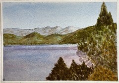 Original Lake Tahoe Watercolor Painting 7×10 Sierra Nevada Mountain Landscape Ar