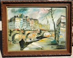 Vintage signed 1960’s French street oil/canvas mystery artist