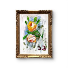 Tangerine Cream Roses „22“ Contemporary Expressionist Original Acrylic 9×12.
