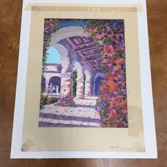Original Painting Capistrano Mission By John W Bentley 9″ X 12″ Gouache On Paper