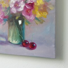Colorful Floral Bouquet Original Oil Painting Impressionist Still Life Wall Art