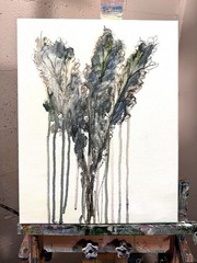 SAMATOWIC Original Abstract Kale 11×14 Expressive Handmade Signed Wall Art 64