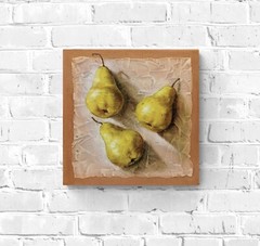 Pear Painting Original Oil Painting Fruit Art Art-deco Pear Still Life 8×8 inch