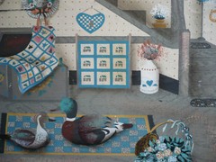 Hamilton, Vintage American Folk Art Painting Signed Genre Ducks Country Decor