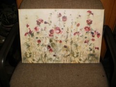 Canvas Art Burgandy & White Flowers