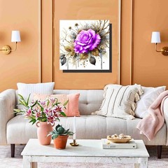 Purple Rose Flower Floral Art Giclee Art Print Canvas Wrap or poster