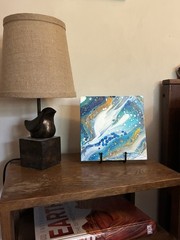 Original Acrylic Swipe Painting 7 3/4 x 7 3/4” on wood board. Small space decor.