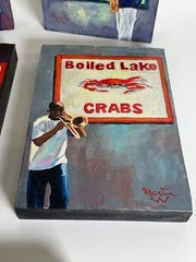 Set of 5 Original Painted Blocks by LA artist Martin Wohlgemuth New Orleans