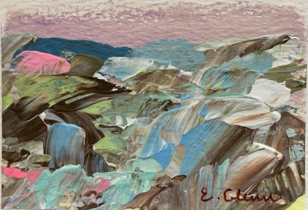 ACEO Original Painting Abstract Landscape Impressionism Acrylic on Paper