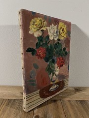 1952 Japanese Semi Antique Floral Still Life Oil Painting Retro Art Decor