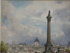 Vintage GEOFFREY JENKINSON ‚Trafalgar Square‘ LONDON City Architecture PAINTING