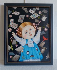 Alice in Wonderland Oil Painting Surreal Fantasy Art 13.7×17.7 in