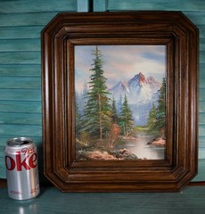 Vintage 8″x10″ Oil Painting Signed Holman Mountain Landscape13″x15″ Wood Frame