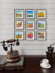 Sunset River Original Painting 3D Semi-Abstract Art Handmade Wall Art 4×4 in