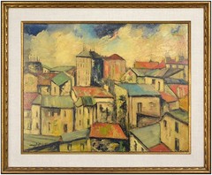 Elisee Maclet Original Painting Oil On Board Signed Paris Cityscape Framed Art