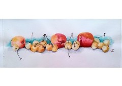 Fruit Painting Cherry Watercolor Original Art from Ukraine