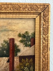 1887 Antique 19 C. American Oil Painting Signed Landscape Shattuck Frame Clamps