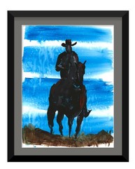 9×12 Original Cowboy on Horse Painting Western Art Acrylic Canvas by Atherton