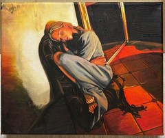 Original PIOT BREHMER ‚Woman Sleeping‘ CONTEMPORARY GERMAN REALISM Oil Painting