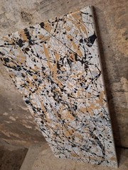 Original Abstract Action Painting jackson pollock style signed art decor paint