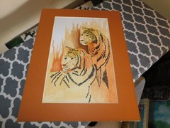 Tigers Original Watercolor Signed L Kemerer 2011